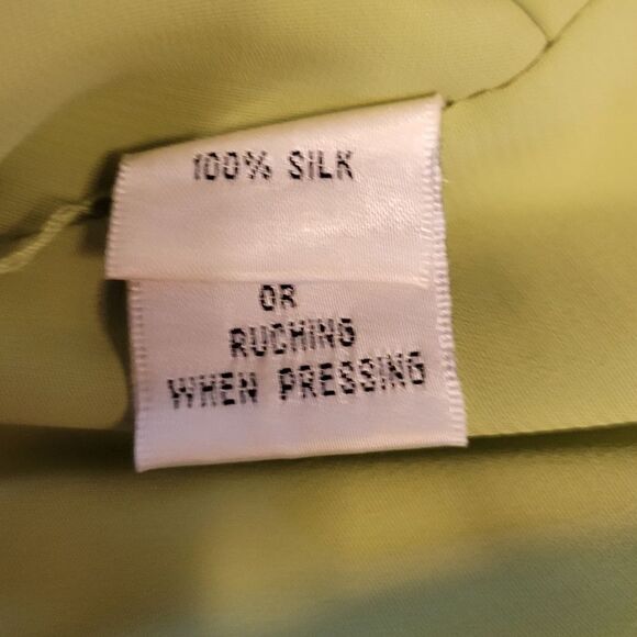 Chetta B Silk Midi Dress Y2K Floral Wasabi Green Ruched Pleat Bodice Fairycore - Picture 10 of 14